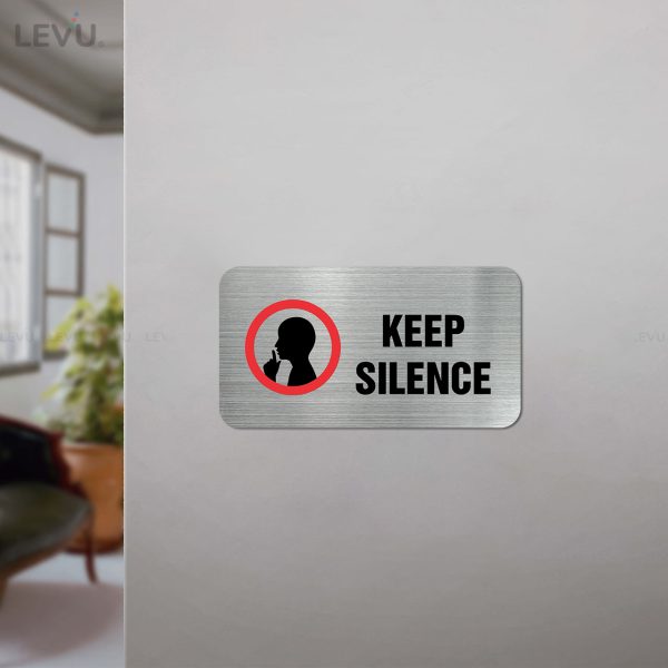 Bảng inox keep silence (vui lòng giữ im lặng) LEVU IN11 - Hình ảnh 2