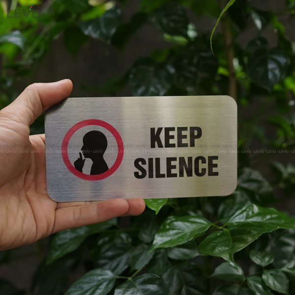 Bảng inox keep silence (vui lòng giữ im lặng) LEVU IN11 - Hình ảnh 7