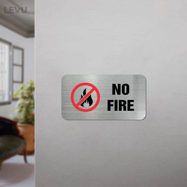 Bảng inox no fire (cấm lửa) LEVU IN02 trang trí - Hình ảnh 2