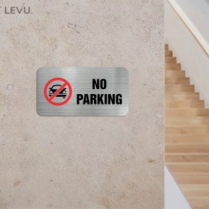 Bảng no parking (cấm đậu xe) LEVU IN06 trang trí nhà cửa inox in UV 8x15cm