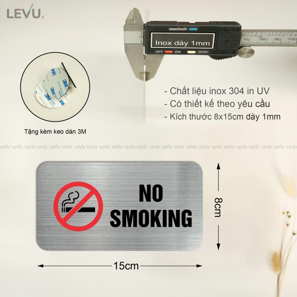 Bảng inox no smoking (cấm hút thuốc) LEVU IN05