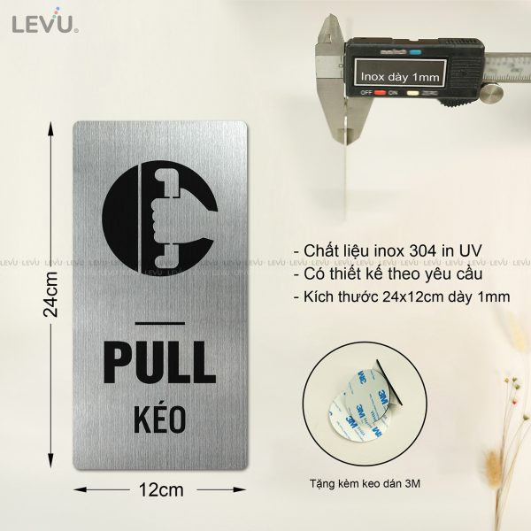 Bảng inox pull (kéo) push (đẩy) LEVU INP13 dán cửa - Hình ảnh 5