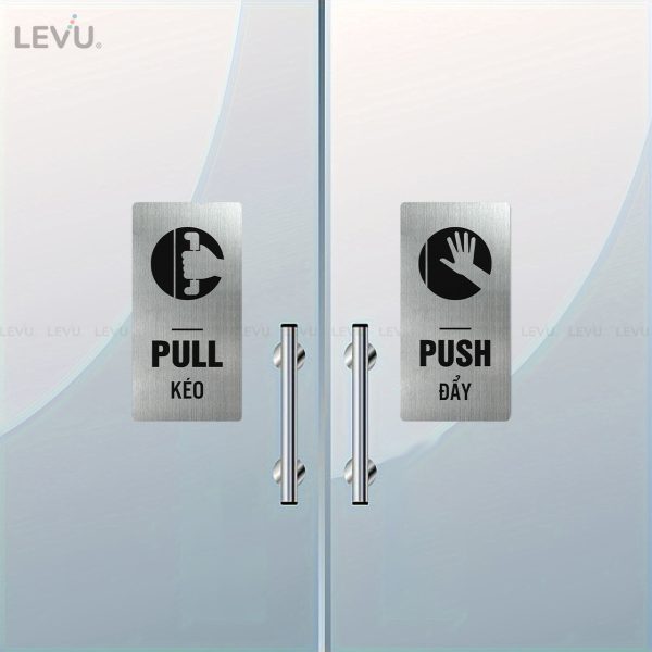 Bảng inox pull (kéo) push (đẩy) LEVU INP13 dán cửa