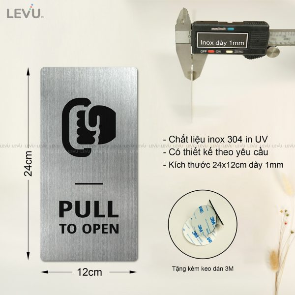 Bảng inox dán cửa pull push to open LEVU INP14 - Hình ảnh 5