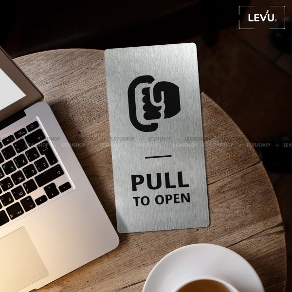 Bảng inox dán cửa pull push to open LEVU INP14