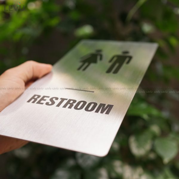 Bảng inox restroom LEVU INL15R dán cửa decor phòng wc - Hình ảnh 7