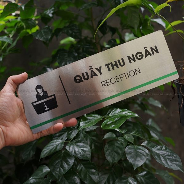 Bảng inox tên quầy thu ngân LEVU INB25 reception