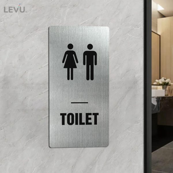 Bảng inox toilet LEVU INL15T dán cửa decor nhà vệ sinh