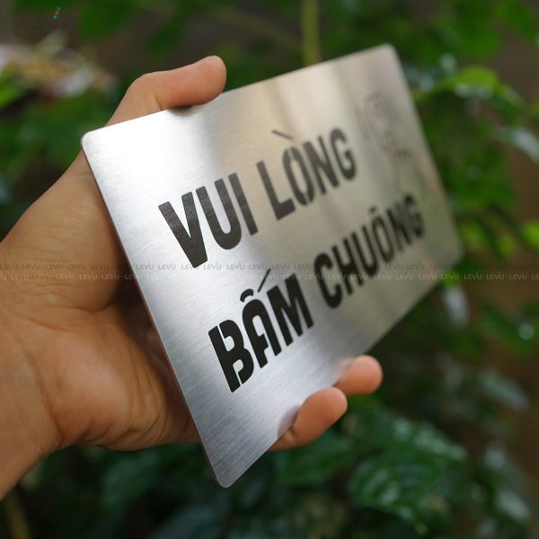 Bảng inox vui lòng bấm chuông LEVU IN40 - Hình ảnh 5