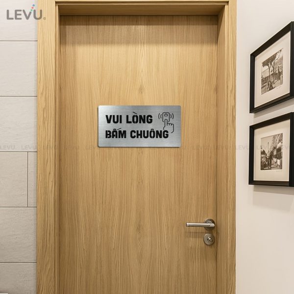 Bảng inox vui lòng bấm chuông LEVU IN40 - Hình ảnh 2