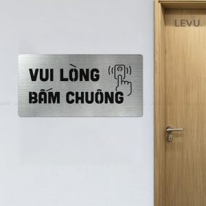 Bảng inox vui lòng bấm chuông LEVU IN40