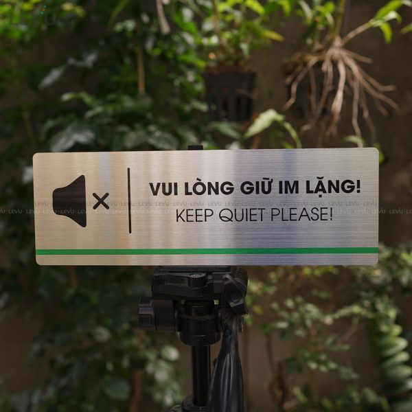 Bảng inox vui lòng giữ im lặng LEVU INB01 keep quiet please - Hình ảnh 10