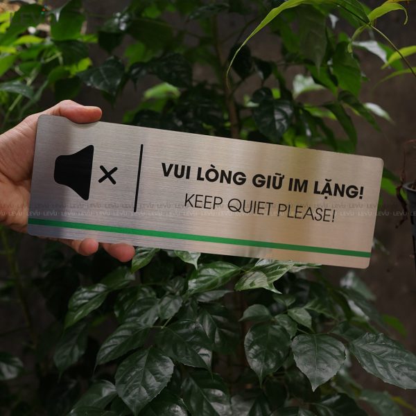 Bảng inox vui lòng giữ im lặng LEVU INB01 keep quiet please - Hình ảnh 8