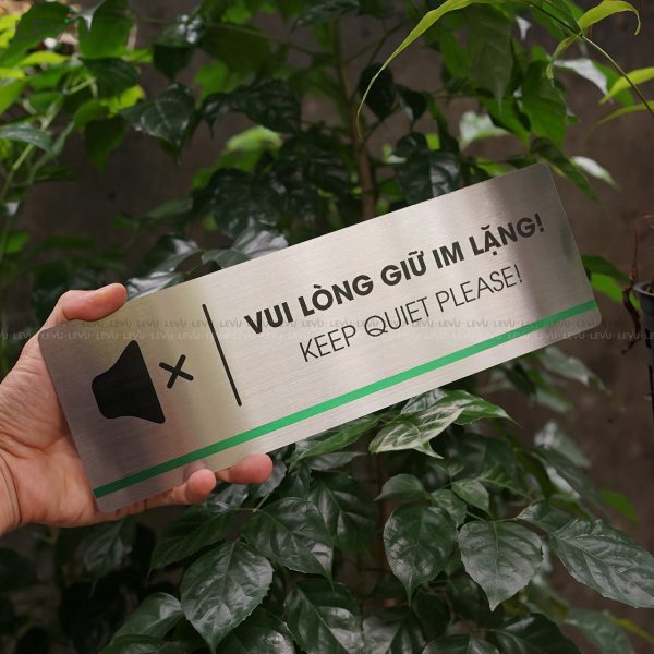 Bảng inox vui lòng giữ im lặng LEVU INB01 keep quiet please