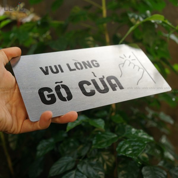 Bảng inox vui lòng gõ cửa LEVU IN42 - Hình ảnh 5