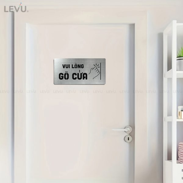 Bảng inox vui lòng gõ cửa LEVU IN42 - Hình ảnh 2