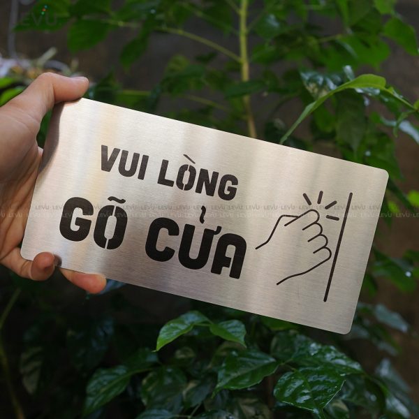 Bảng inox vui lòng gõ cửa LEVU IN42 - Hình ảnh 6