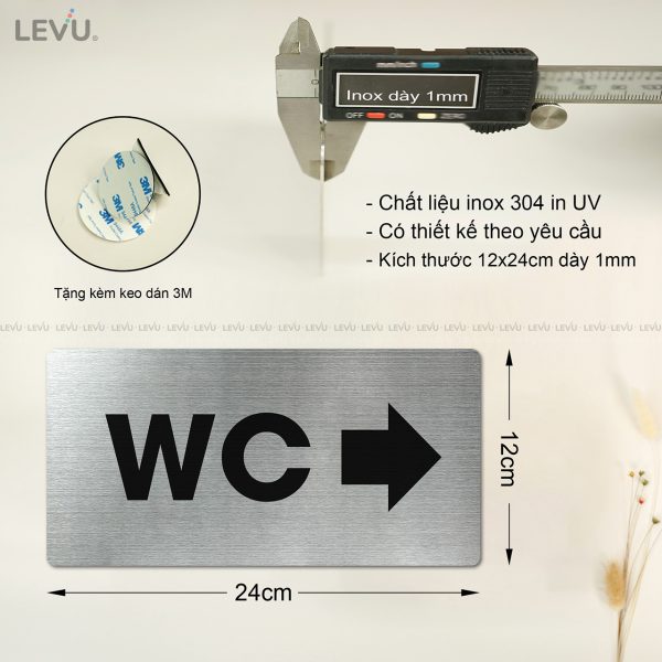 Bảng WC inox LEVU INL06 chỉ hướng WC trái phải - Hình ảnh 4