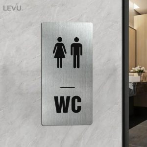 Bảng hiệu inox WC LEVU INL15W dán cửa phòng vệ sinh