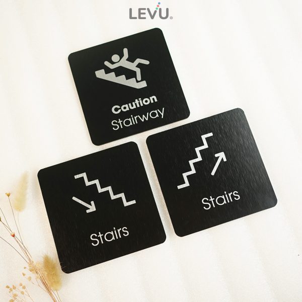 Bảng chỉ dẫn cầu thang "stairs" alu đen LEVU ALD-BG52