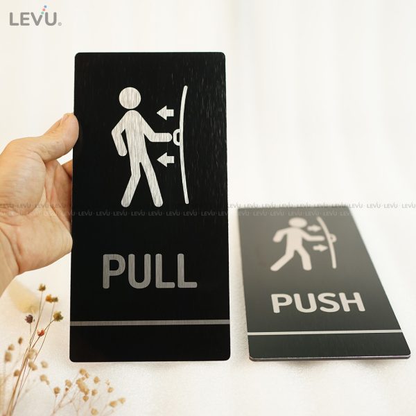 Bảng hiệu trang trí cửa pull push alu đen LEVU ALD-BG59 - Hình ảnh 3
