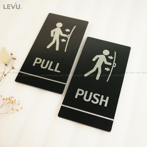 Bảng hiệu trang trí cửa pull push alu đen LEVU ALD-BG59 - Hình ảnh 2