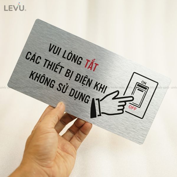 Bảng hiệu vui lòng tắt điện alu bạc LEVU ALB-BG65 - Hình ảnh 2