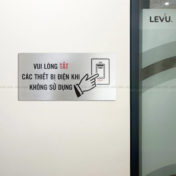 Bảng hiệu vui lòng tắt điện alu bạc LEVU ALB-BG65 - Hình ảnh 3