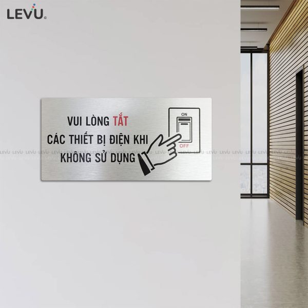 Bảng hiệu vui lòng tắt điện alu bạc LEVU ALB-BG65 - Hình ảnh 5