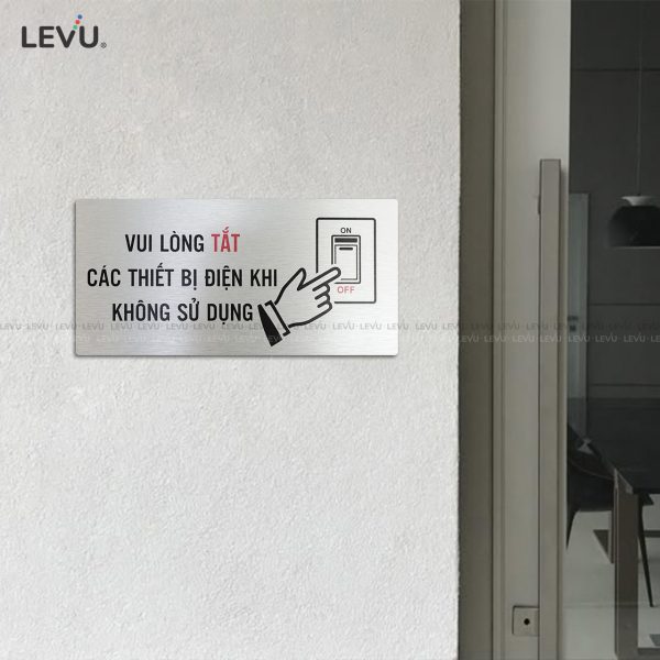Bảng hiệu vui lòng tắt điện alu bạc LEVU ALB-BG65 - Hình ảnh 6