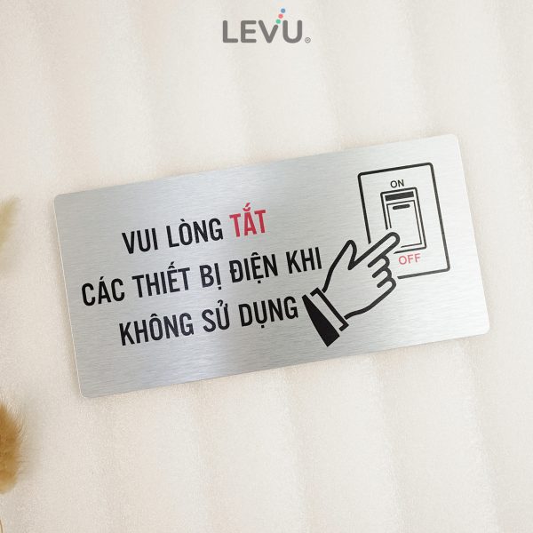Bảng hiệu vui lòng tắt điện alu bạc LEVU ALB-BG65