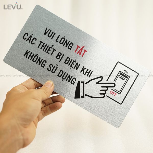 Bảng hiệu vui lòng tắt điện alu bạc LEVU ALB-BG65 - Hình ảnh 4