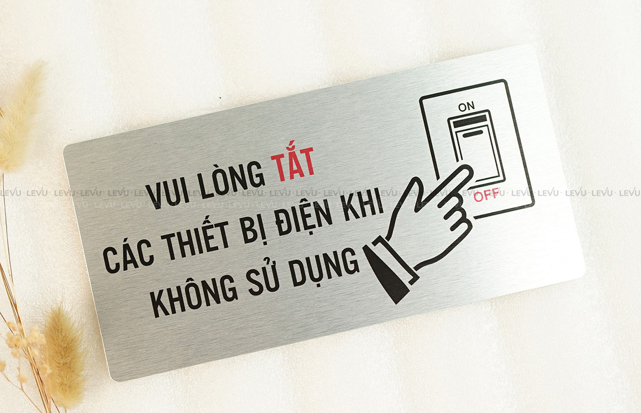 Bảng hiệu vui lòng tắt điện alu bạc LEVU ALB-BG65