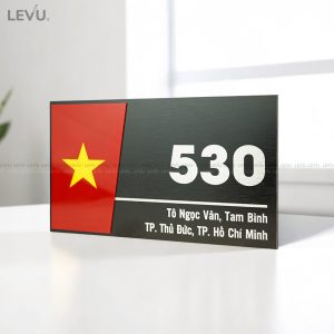 Bảng số nhà alu decor hiện đại cao cấp LEVU ALSN02 15x25cm nội dung làm theo yêu cầu