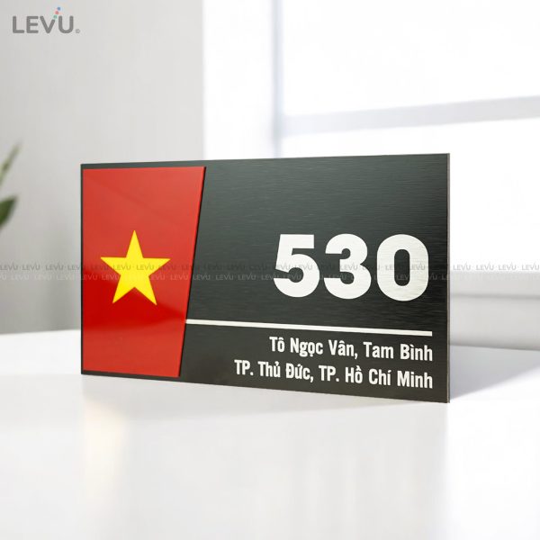 Bảng số nhà alu decor hiện đại cao cấp LEVU ALSN02 15x25cm nội dung làm theo yêu cầu