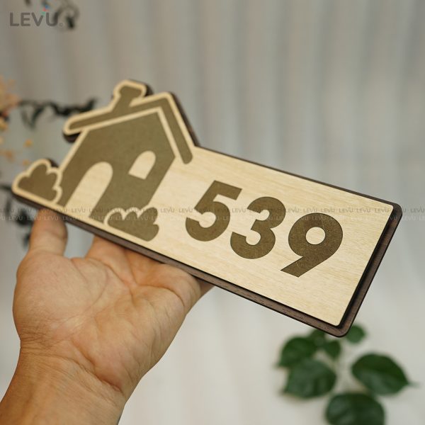 Bảng số nhà bằng gỗ decor sáng tạo mẫu BGSN04