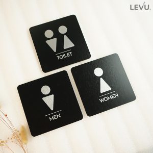 Bảng toilet men - women alu đen cao cấp LEVU ALD-BG54