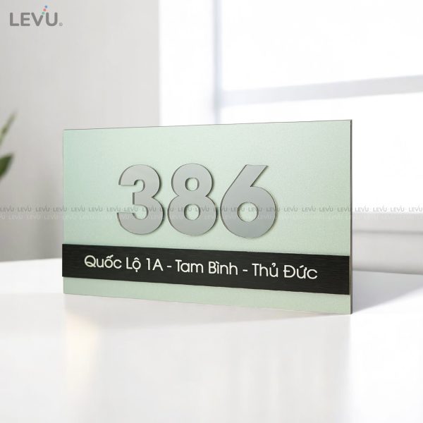 Biển số nhà alu chữ nổi mica gương sang trọng LEVU ALSN04 15x25cm nội dung làm theo yêu cầu
