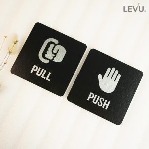 Bộ bảng Pull Push alu đen cao cấp dán cửa LEVU ALD-BG55