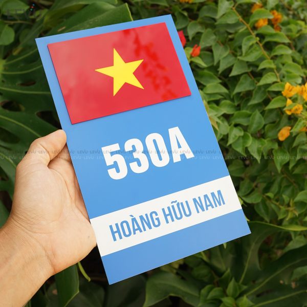 Bảng số nhà alu xanh hình lá cờ mica nổi 3D thiết kế sáng tạo ALSN10 - Hình ảnh 5