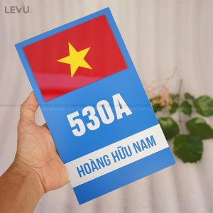 Bảng số nhà alu xanh hình lá cờ mica nổi 3D thiết kế sáng tạo LEVU ALSN10