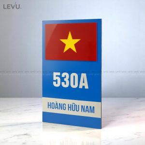 Bảng số nhà alu xanh hình lá cờ mica nổi 3D thiết kế sáng tạo LEVU ALSN10