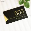 Bảng số nhà mica tráng gương vàng 2 lớp hiện đại cao cấp LEVU MCSN05