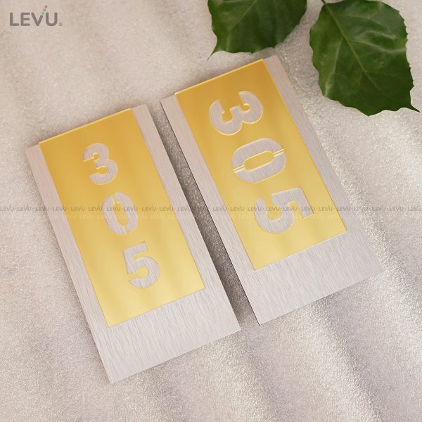 Bảng số phòng nhà nghỉ alu bạc xước mặt mica gương đồng BGSP08 - Hình ảnh 2