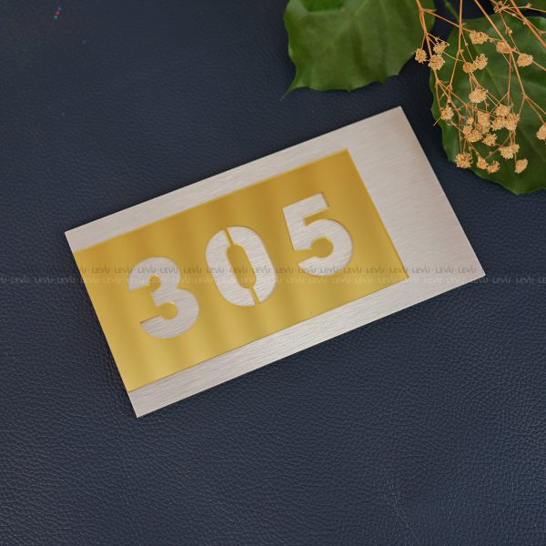 Bảng số phòng nhà nghỉ alu bạc xước mặt mica gương đồng BGSP08 - Hình ảnh 7