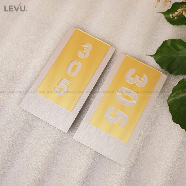 Bảng số phòng nhà nghỉ alu bạc xước mặt mica gương đồng BGSP08 - Hình ảnh 11