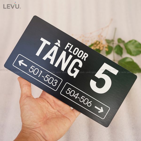 Bảng số tầng nhôm alu đen khắc laser chỉ hướng số phòng BGST05 - Hình ảnh 8