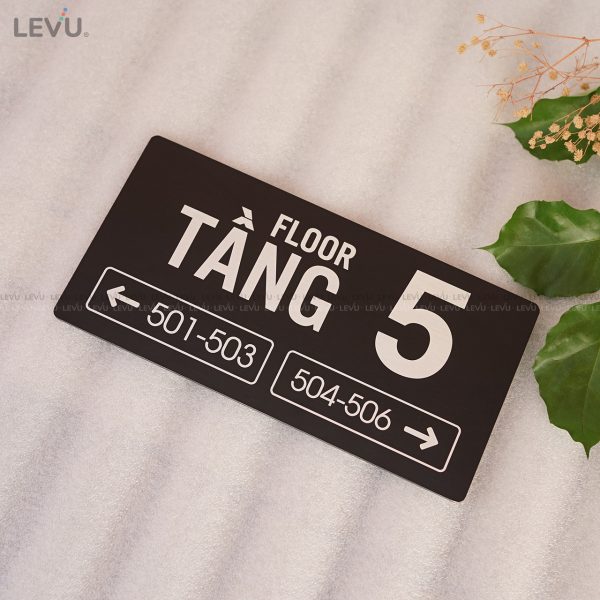 Bảng số tầng nhôm alu đen khắc laser chỉ hướng số phòng BGST05 - Hình ảnh 7