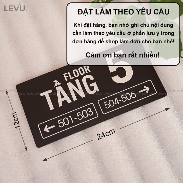 Bảng số tầng nhôm alu đen khắc laser chỉ hướng số phòng BGST05 - Hình ảnh 6
