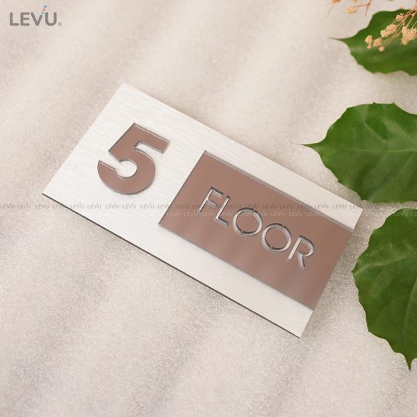 Biển hiệu số tầng alu bạc xước chữ nổi mica trang trí cao cấp LEVU BGST07 - Hình ảnh 2